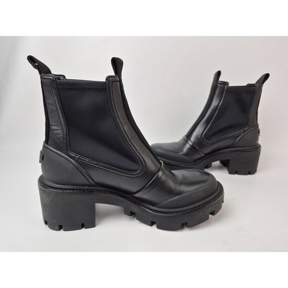 Tory Burch Women's Black Chelsea Lug Sole Ankle Leather Boots Size 8.5 M - Picture 4 of 7